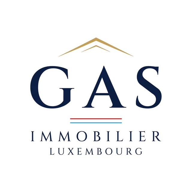 Logo pour l'immobilier au Luxembourg : un toit doré au-dessus du nom