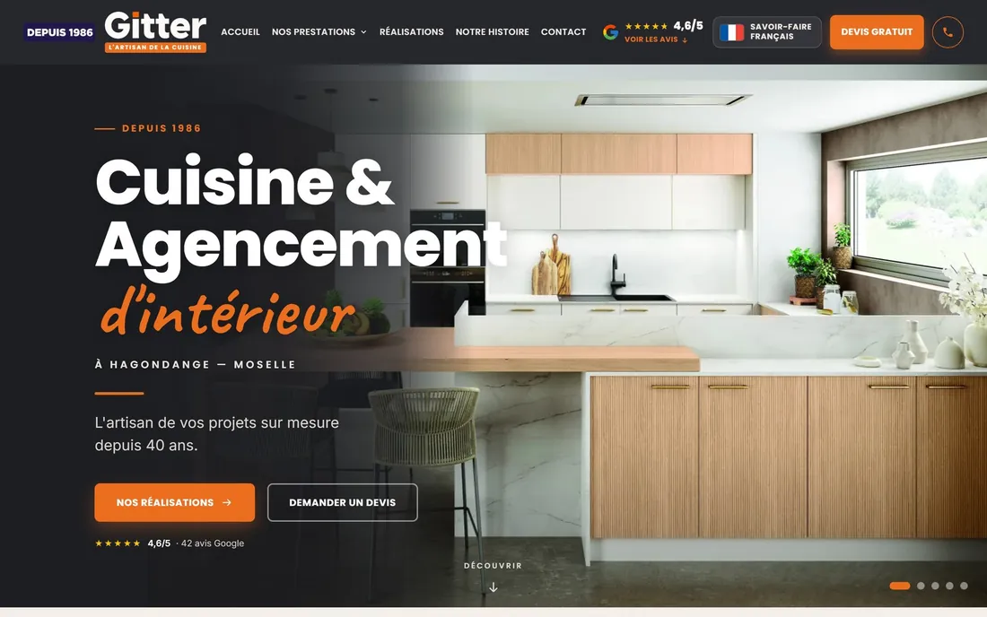 Site d'un cuisiniste en Moselle : page d'accueil