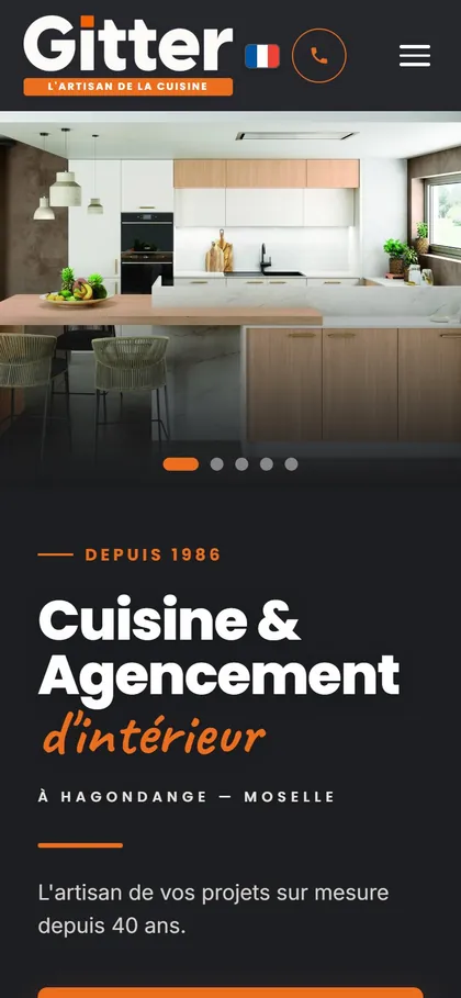 Le site d'un cuisiniste en Moselle sur téléphone