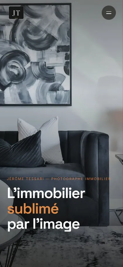 Le site d'un photographe immobilier sur téléphone